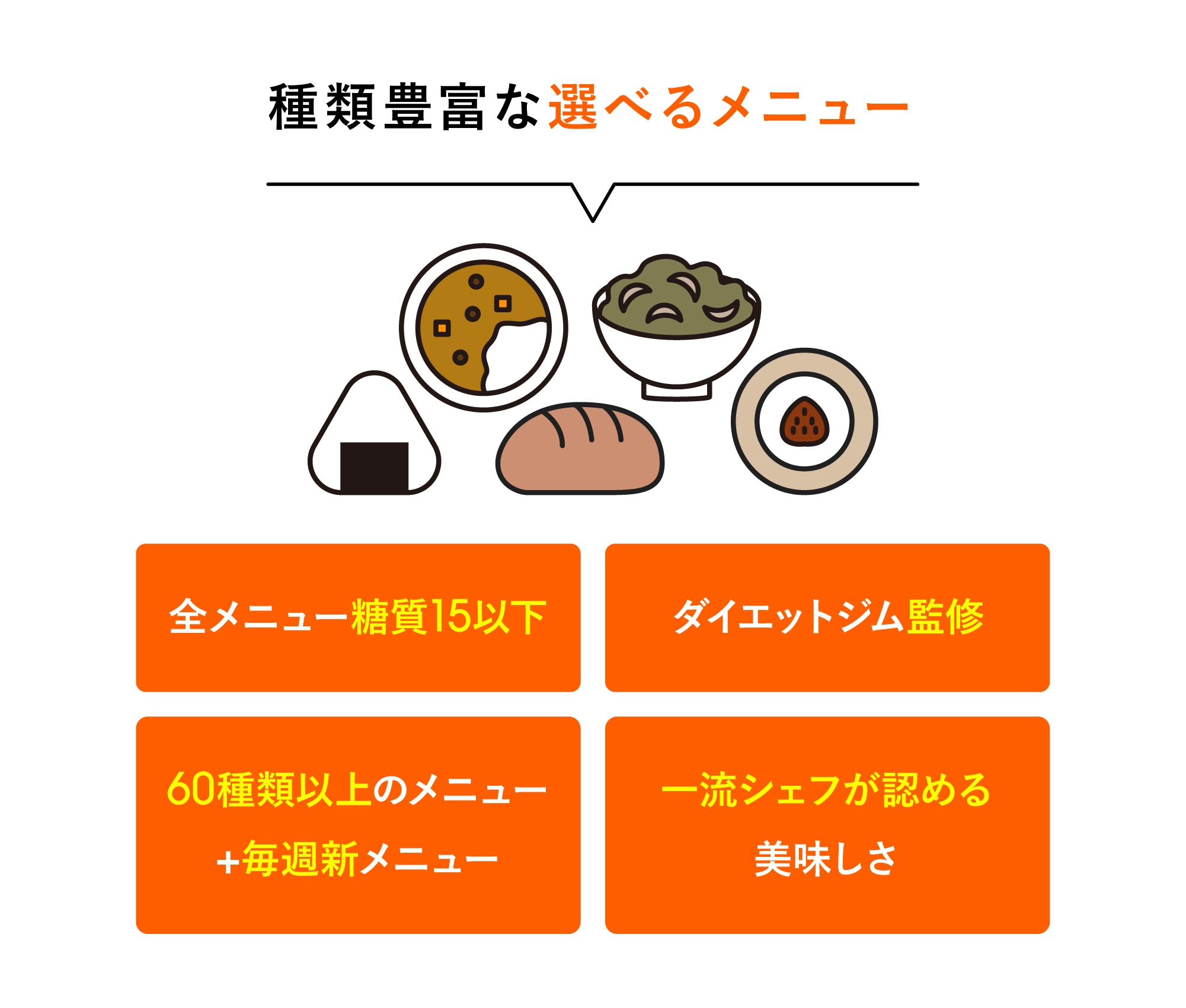 種類豊富な選べるメニュー